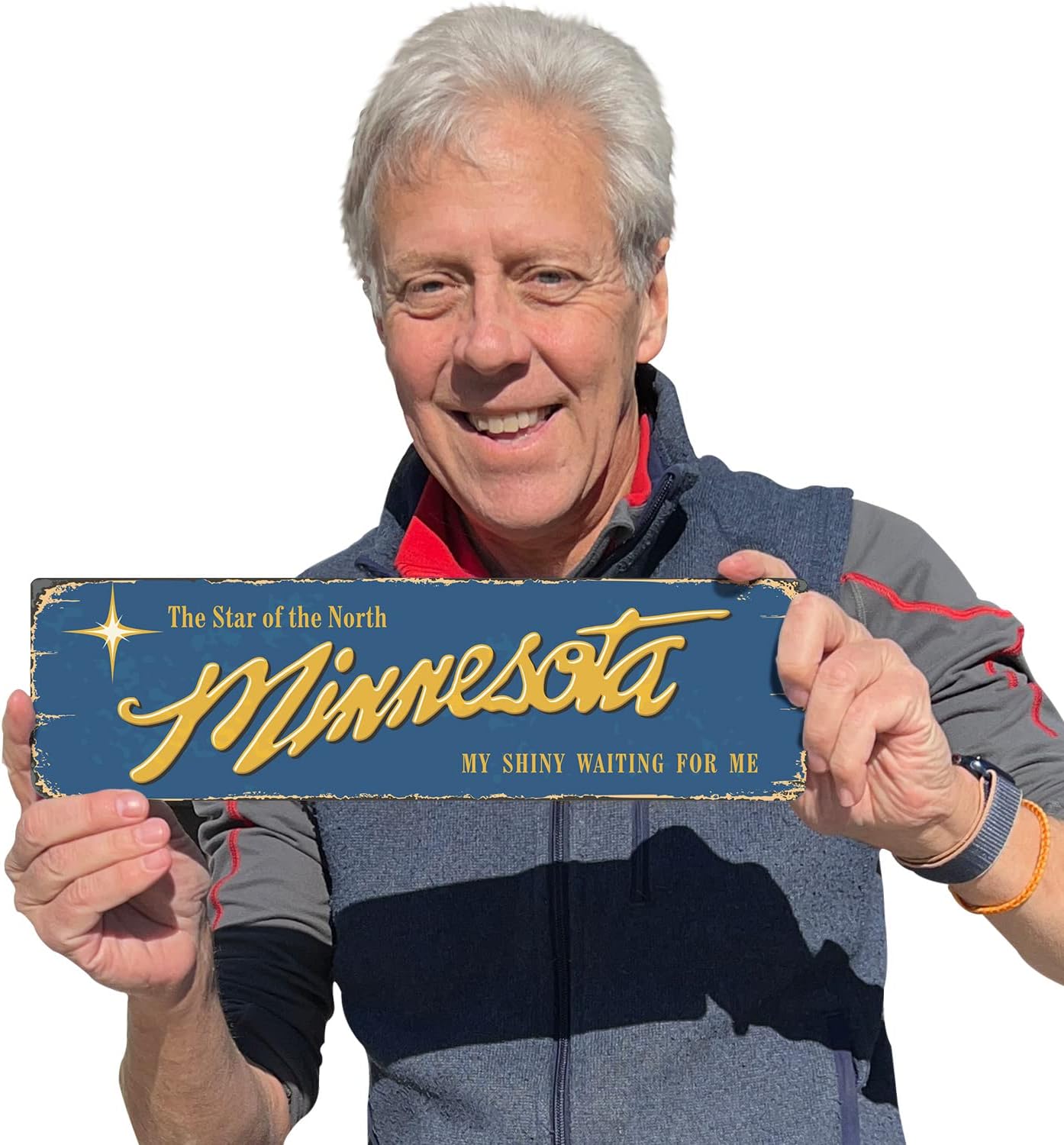 SmartSign 4 x 14 inch Minnesota State Vintage Metal Sign “My Shiny Waiting For Me”, 40 mil Rustproof Aluminum with Clear Overcoat, Retro Wall Décor, Multicolor, Made in USA image 4