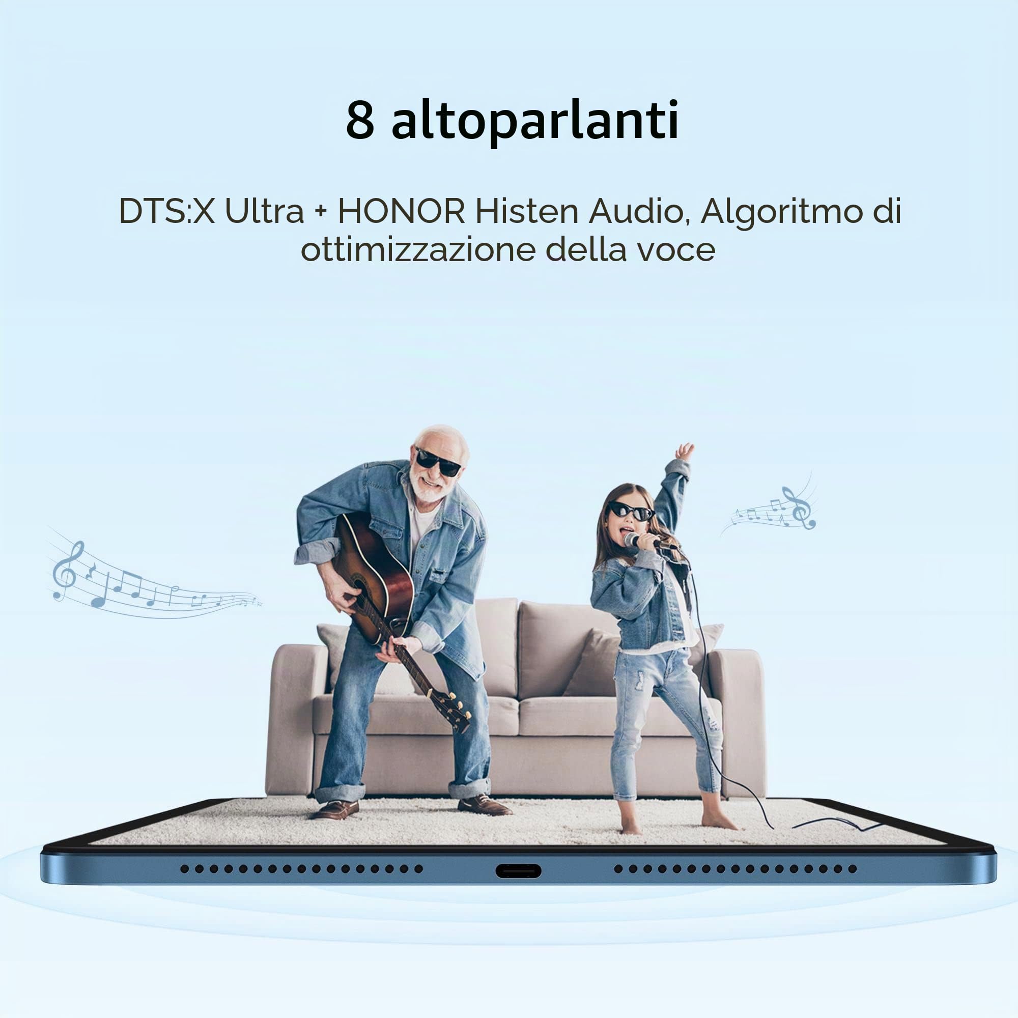 HONOR Pad 8 Tablet Touch 12 Pollici Schermo 2K 6+128 GB Espansibile, Batteria 7250 mAh, Qualcomm Snapdragon 680, 8 Altoparlanti Suono spazializzato, Android 12 con Google Service, WiFi+Bluetooth, Blu