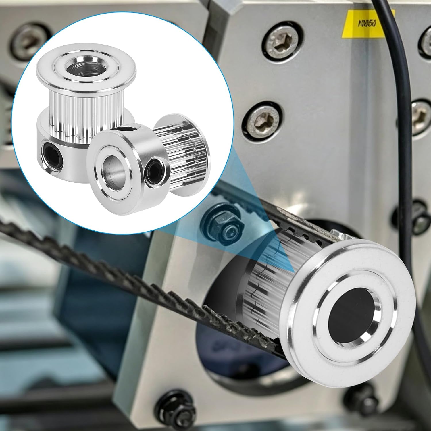 12-Pack GT2 Timing Belt Pulley 20 Teeth, 8mm bore, Aluminum synchronous Pulley in Silver, Suitable for 10mm Belts, 3D Printers, Automation，Precision Machinery (10mm Belt-12pcs, 20T-8mm Bore)