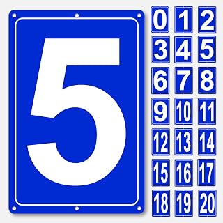 Numbered Sign 5, Aluminum Number Signs for Tennis Court, 12x8 inches Signage for Parking Lots and Public Spaces, Weatherproof and Easy to Install Metal Signs