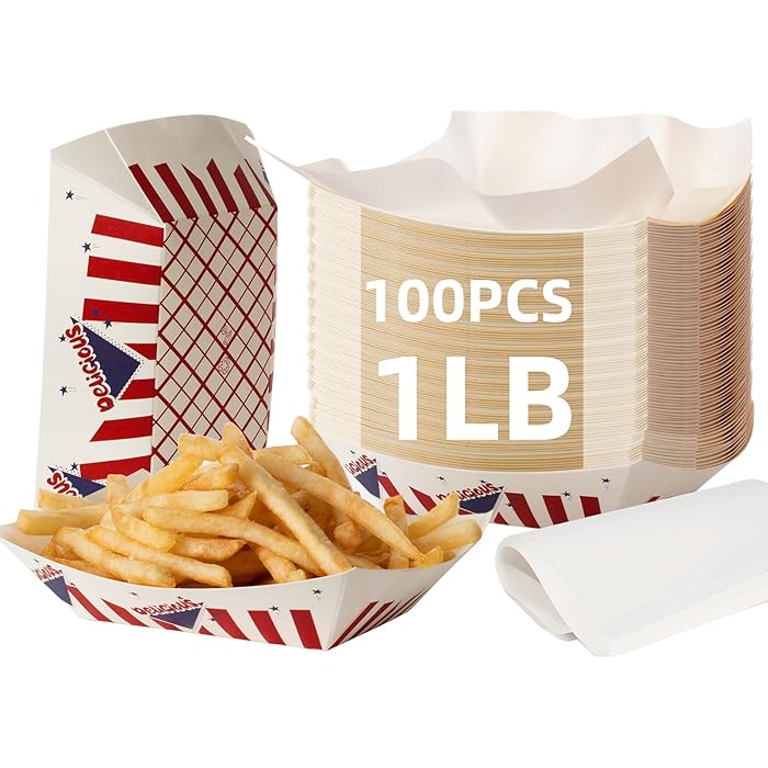 Buy 100 PCS Paper Food Trays 1 lb Food Holder Trays,Eco Friendly Food