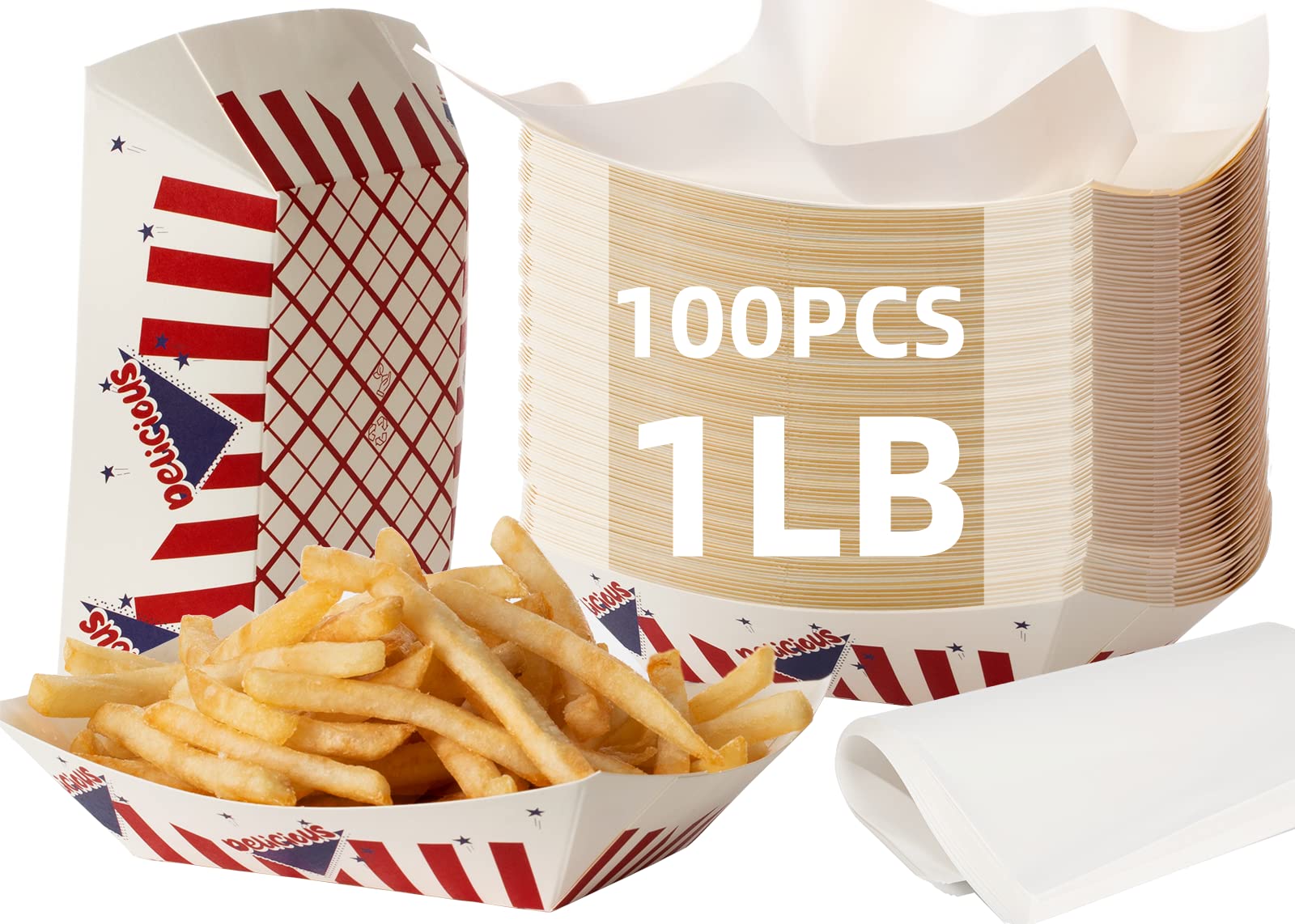 Buy 100 PCS Paper Food Trays 1 lb Food Holder Trays,Eco Friendly Food