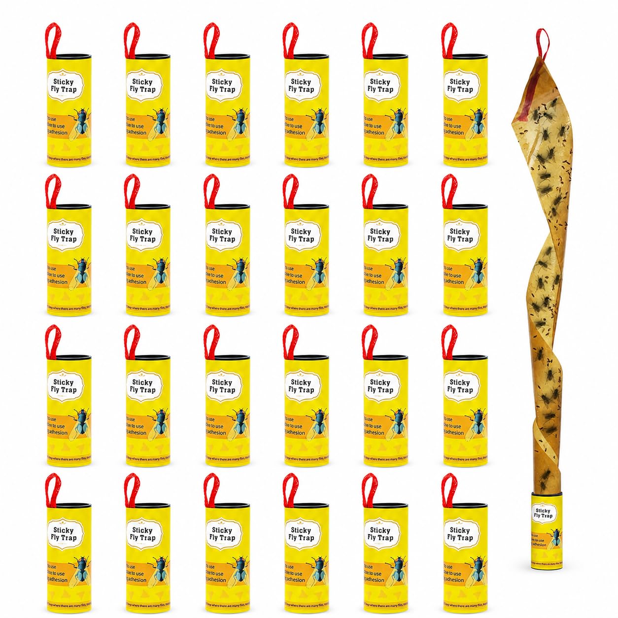 Mclear Fly Sticky Trap, Ribbon Glue Strip Tape, Fly Paper attractant, Super Sticky Hanging, Adhesive Rolls for Fruit Flies, Bug, Insect, Pest, Mosquito, Plant, Home, Non-Toxic (Pack of 20)-image-4