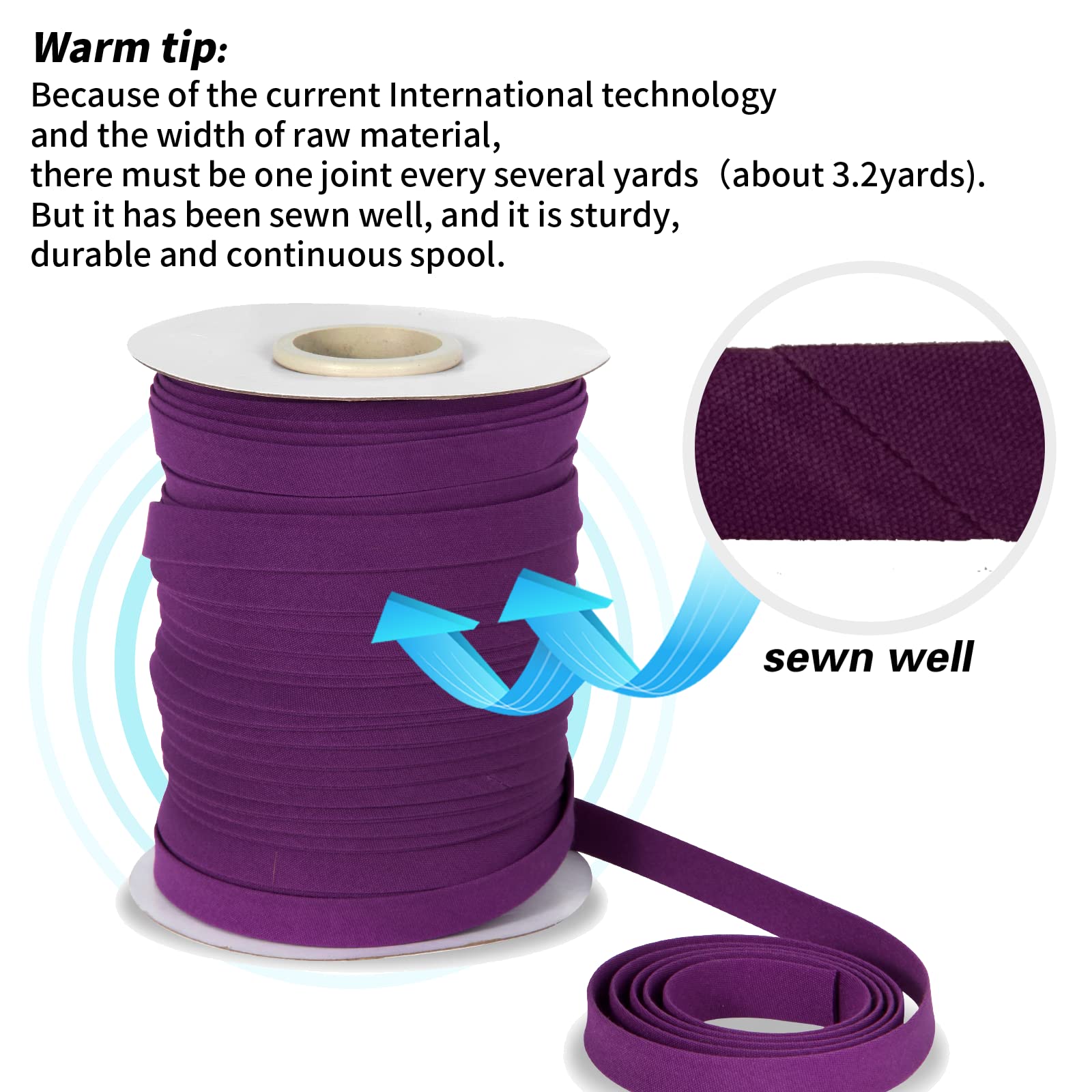 CHGCRAFT Ruban Biais Double Pli Tache 87.5 Yard 0.35 Pouces Ruban De