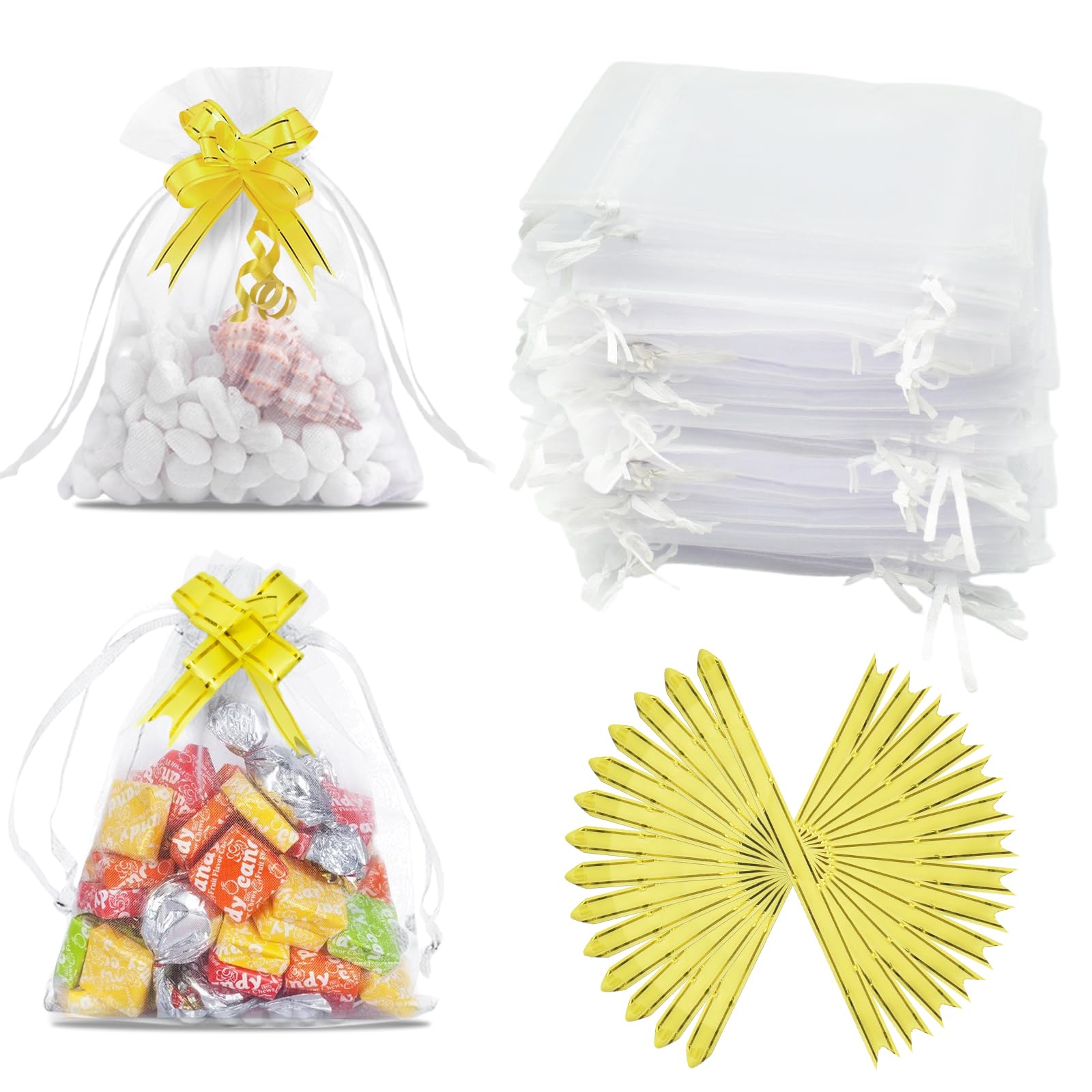 XIANGLONGY Pack of 50 organza bags, bags for filling, organza bags, gift bags, jewellery bags, small bags, for small gift wrapping