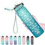 Hyeta 32 oz Water Bottles with Times to Drink and Straw, Motivational Water Bottle with Time Marker, Leakproof, Drinking Sports Water Bottle for Fitness, Gym and Outdoor