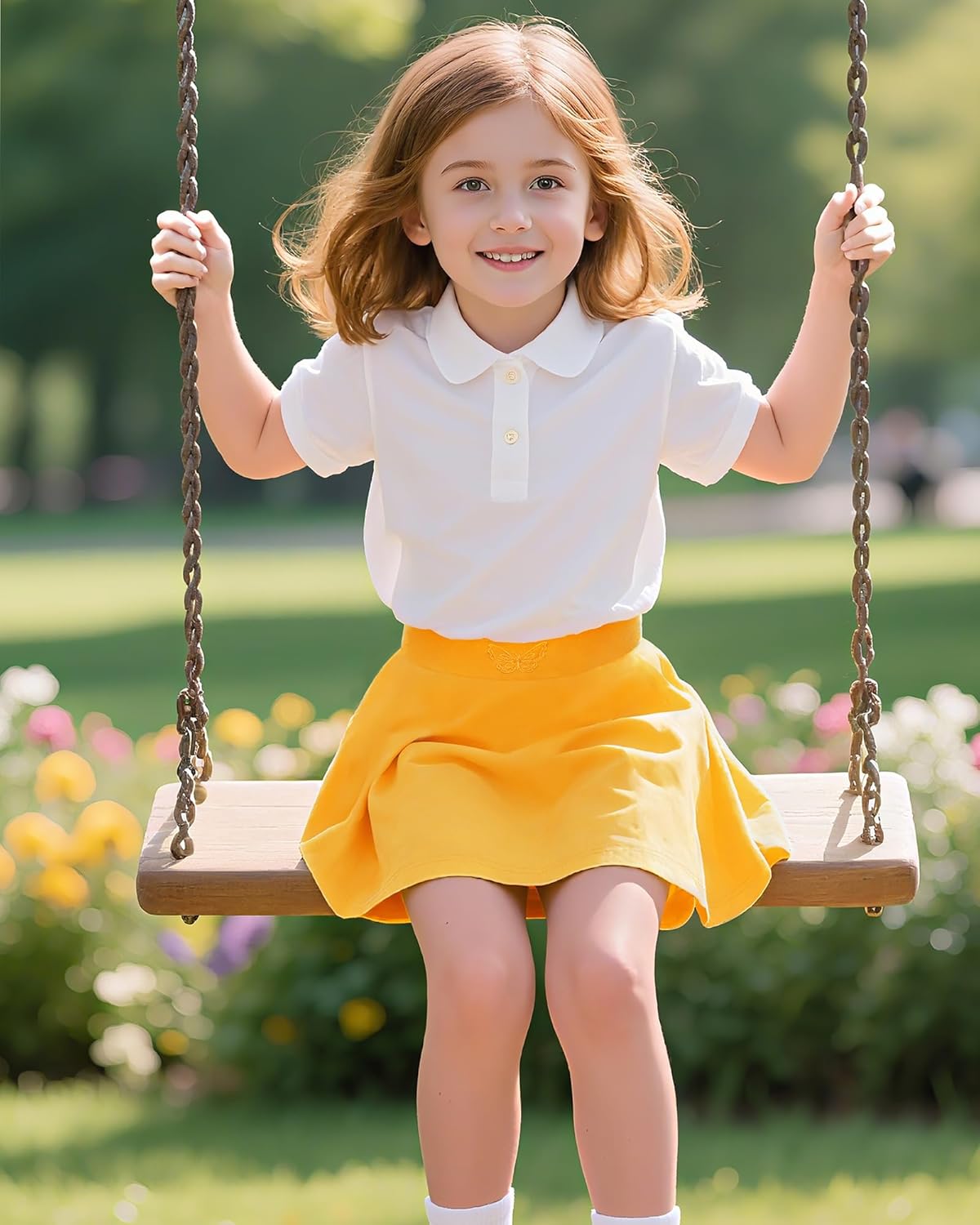 Little Girls Skirts Athletic Uniform Skirts Built in Shorts Casual Mini Skorts for Kids with Pockets - Image 8