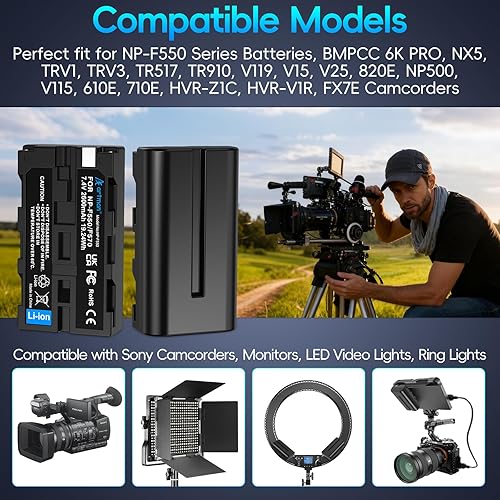 Miniatura 3 de Artman NP-F550 Battery 2-Pack and Wall Charger for Sony NP F550, F530, F970, F960, F770, F750, F330, CCD-SC55, TR516, TR716, TR818, TR910, TR917