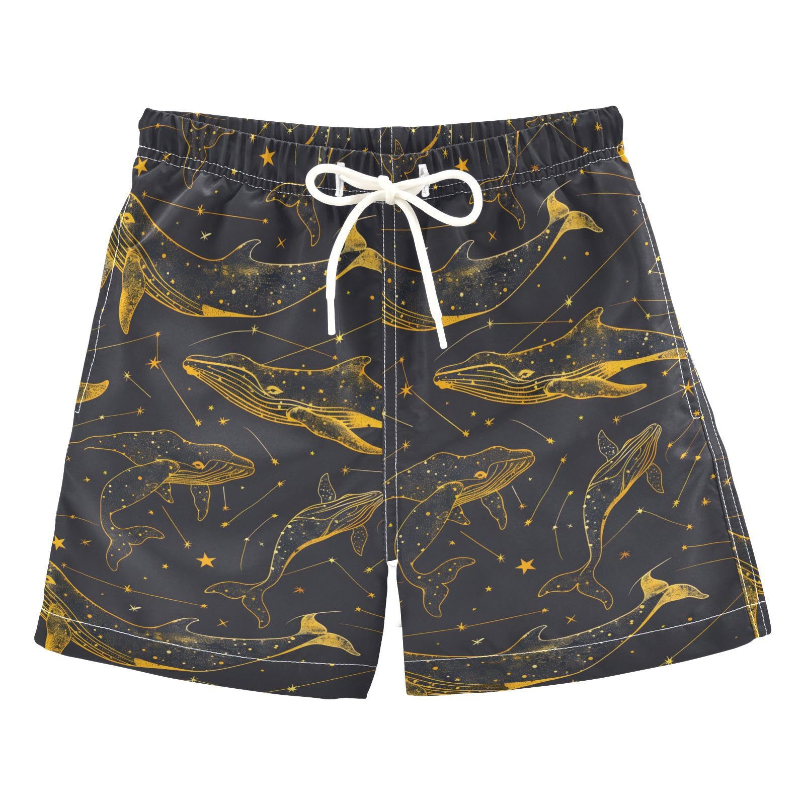 ALAZA Line Whale Star Boys Quick Dry Beach Board Shorts Kids Swim Trunks Bathing Suit Swimsuit 4T