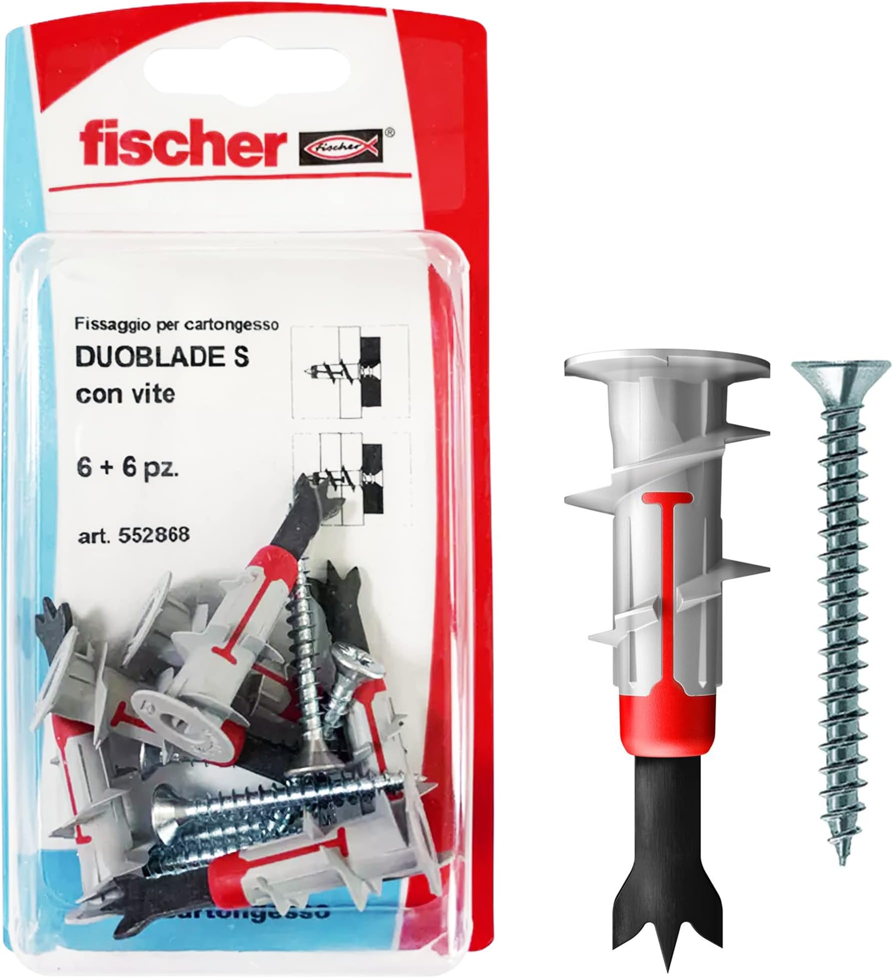 Duoblade Wall Plugs for Plasterboard Self Drilling and Expanding 6 Fixings for Single or Double Panels