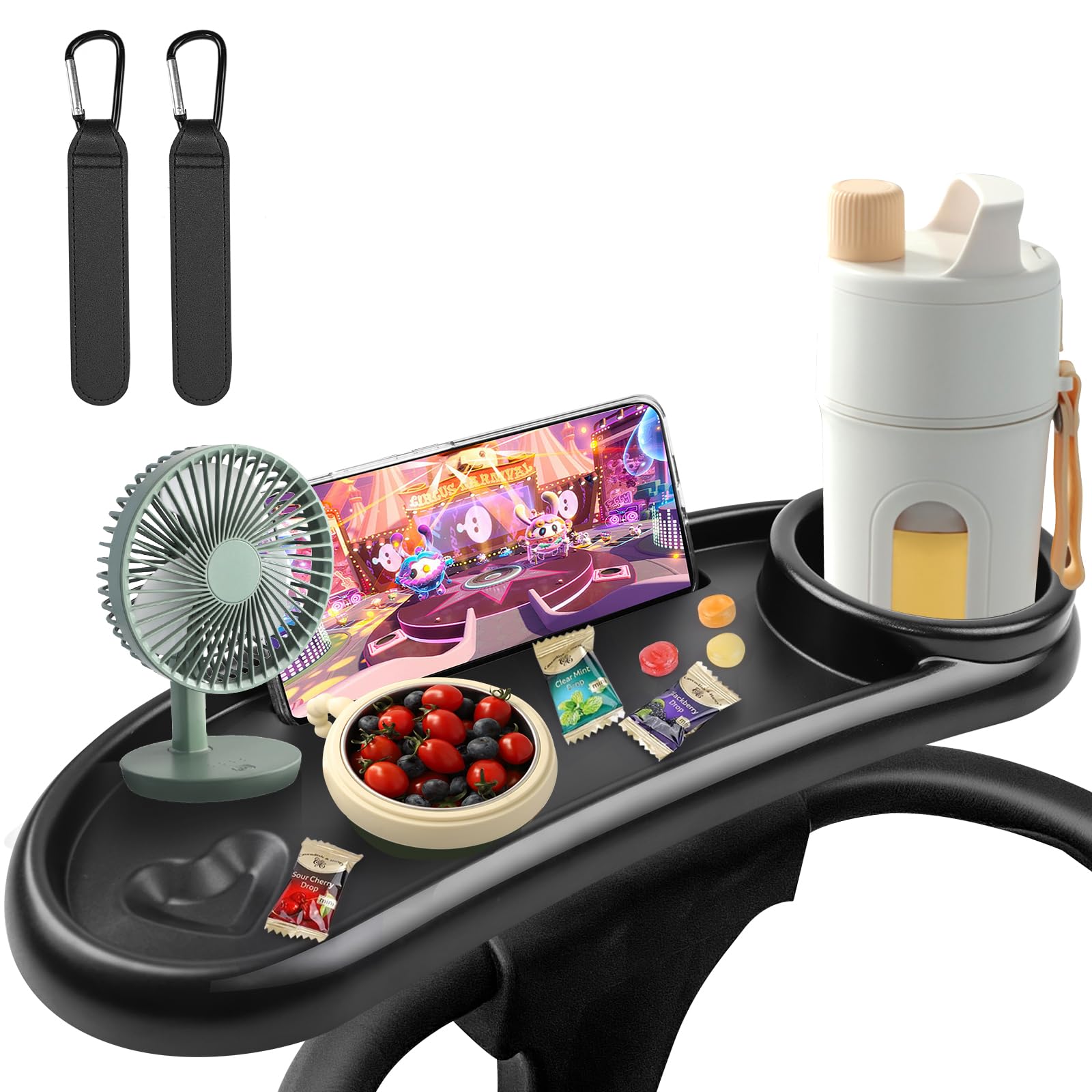 UWSTE Snack Tray Compatible with Nuna Mockingbird, Adjustable Stroller Snack Tray with Cup Holder and Phone Holder, nuna stroller accessories (Include