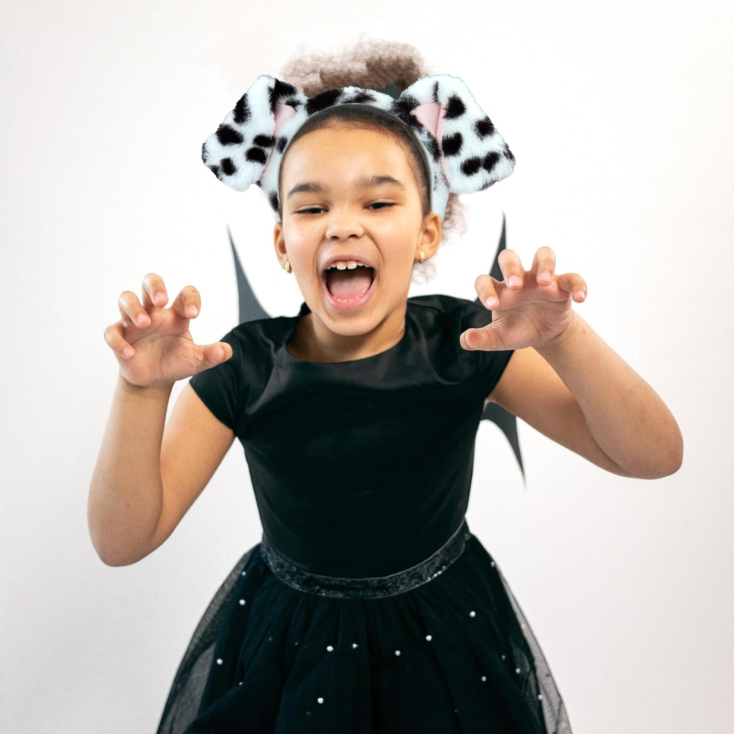 Beviliu Dalmatian Dog Ears Headband - 8 Pack Puppy Ear Hairband Fluffy Adult Dalmatian Costume for Halloween Dogs Party Cosplay Washing Makeup