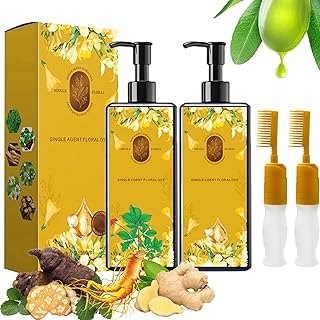 Nourishing Plant-Based Hair Color,Single Agent Floral Dye,Plant Based Hair Dye,Long-Lasting & Natural Hair Color Shampoo for Gray Coverage,Softens and Adds Shine for Men & Women (2PCS-Chestnut Brown)