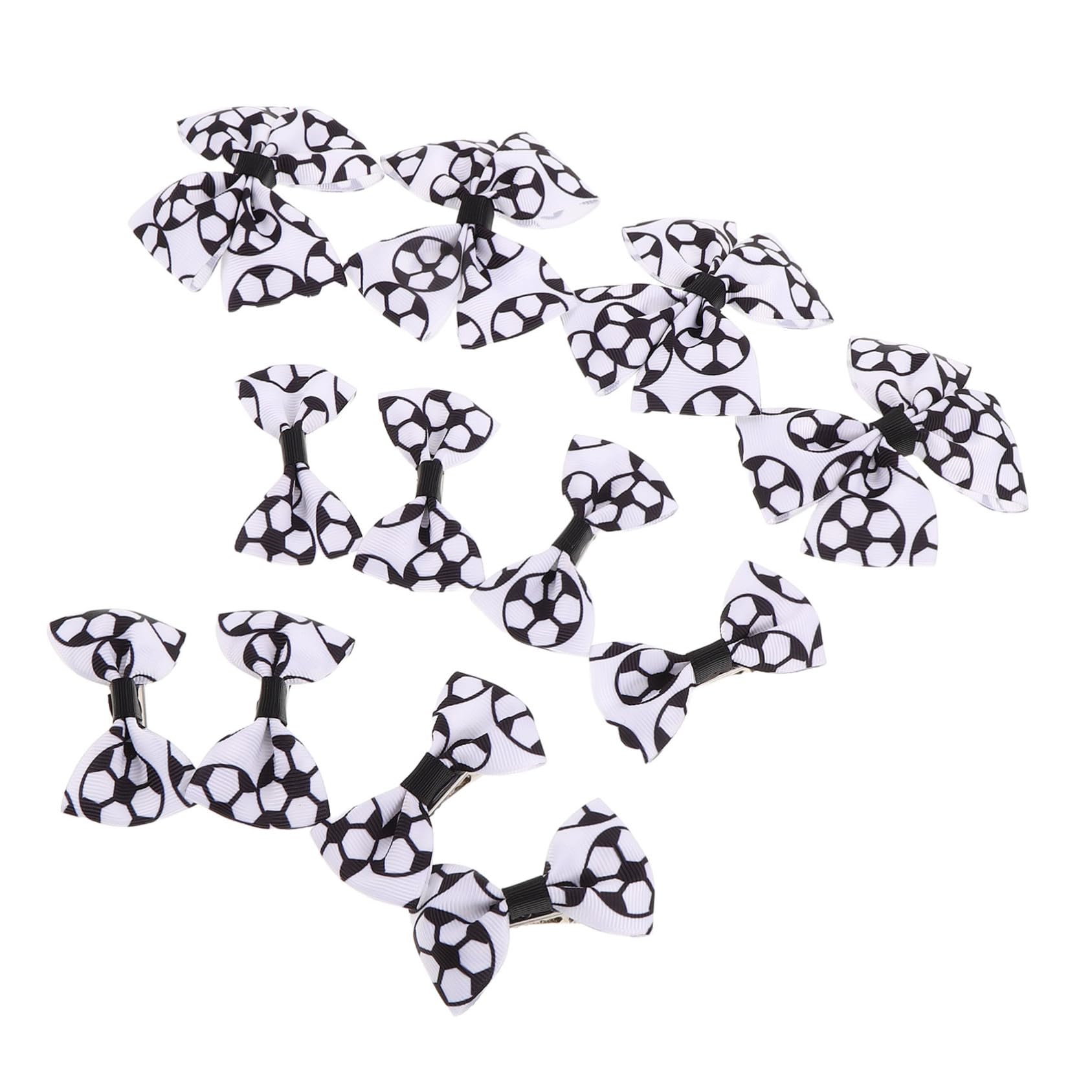 Pinces à Cheveux Nœud Football pour Filles, Lot 12 Pièces Noir Blanc