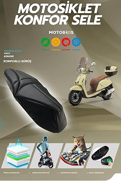 Motobros Rks LTR Konfor Sele Motosiklet Sele K l f , Visco S nger, Siyah