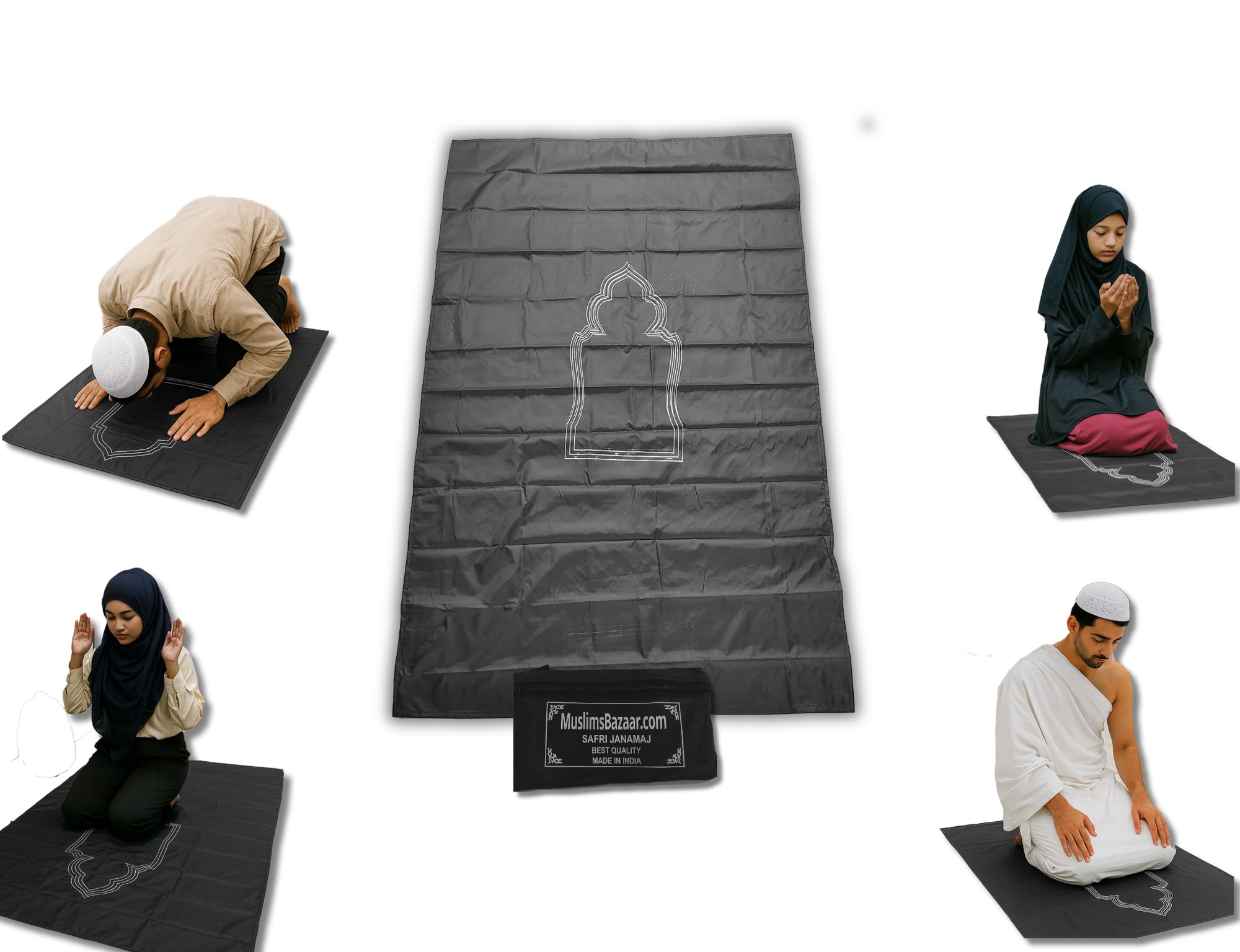 Safri Janamaz Travel Prayer Mat Waterproof Pocket-Friendly Portable Musalla for Namaz | Foldable Polyester Salah Mat with Bag for Muslims, Camping, Hajj, Umrah – Navy Blue-picture-34