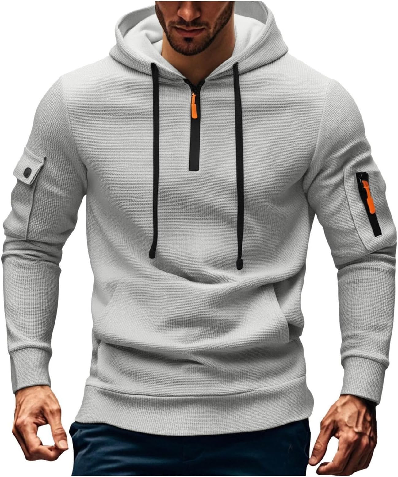 Hoodies for Men Full Zip Mens Hoodies Fleece Casual Drawstring Long Sleeve Sweatshirts Sports Hooded Jacket