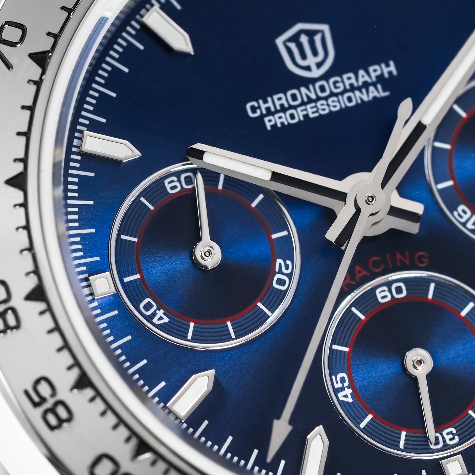 watchdives Chronograph Armbanduhr, WD16500 V2 Quarz Herrenuhren Japan VK63 Meca-Quartz Uhrwerk 38mm Saphirglas Armbanduhr 100M wasserdichte Sportuhr, Edelstahl Armband