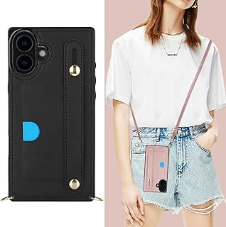 Cavor 適用iPhone17 スマホ ケース手帳型 肩掛け 首かけ 斜めがけ 適用iPhone17 ショルダー ケース 適用iPhone17 財布型 ケース 適用iPhone17ケースカード収納 適用アイフォン17携帯カバー スタンド機能薄型 手首ストラップ 落下防止 Qi急速充電対応 PUレザーポケット収納に最適【ブラック】