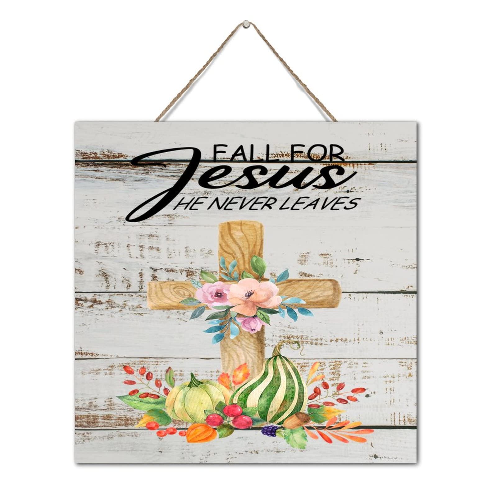 Croix d'automne bible plaque en bois inspirante et déco de fenêtre personnalisée chrétienne