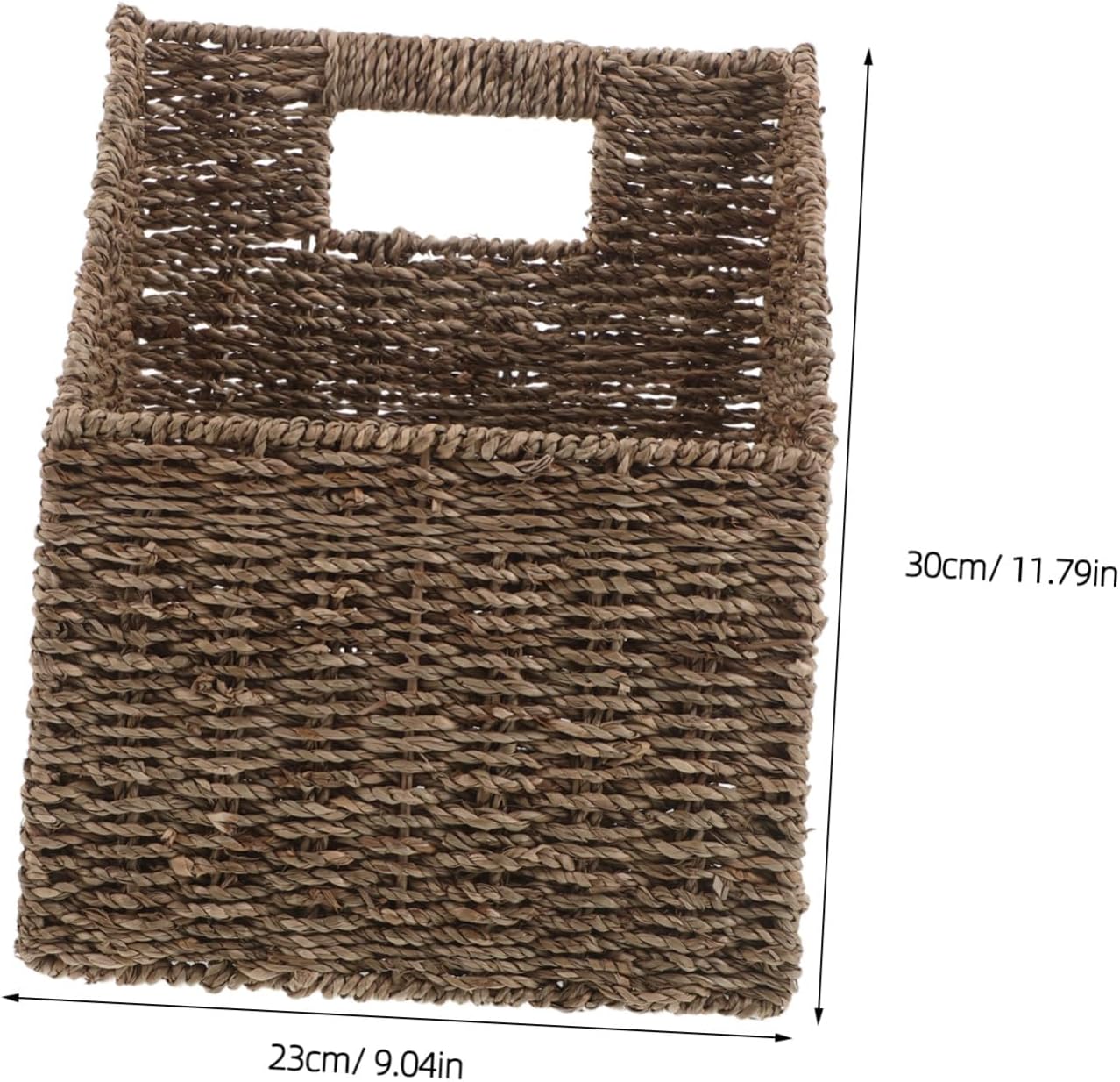 Toyvian Handwoven Hanging Grass Magazine Holder with Slanted Opening and Built-in Handle, Beige Decorative Wall Mounted Organizer for Quick Retrieval and Organizing Magazines in Reading