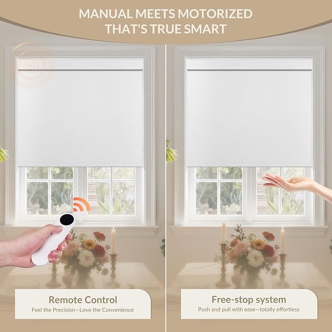 Persianas enrollables motorizadas Boolegon con control dual y tela blackout miniatura 2