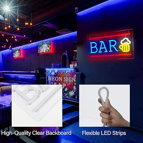 Miniatura 4 de Letrero de neón de bar, luz LED de neón de cerveza para decoración de pared, letreros de barra de neón alimentados por USB, luces de neón de barra