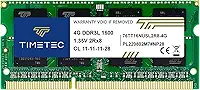 Timetec 4GB DDR3L / DDR3 1600MHz PC3L-12800 / PC3-12800 Non-ECC Unbuffered 1,35V / 1,5V CL11 2Rx8 Dual Rank 204 Pin SODIMM Laptop Notebook PC Memória RAM Módulo Upgrade (4GB)