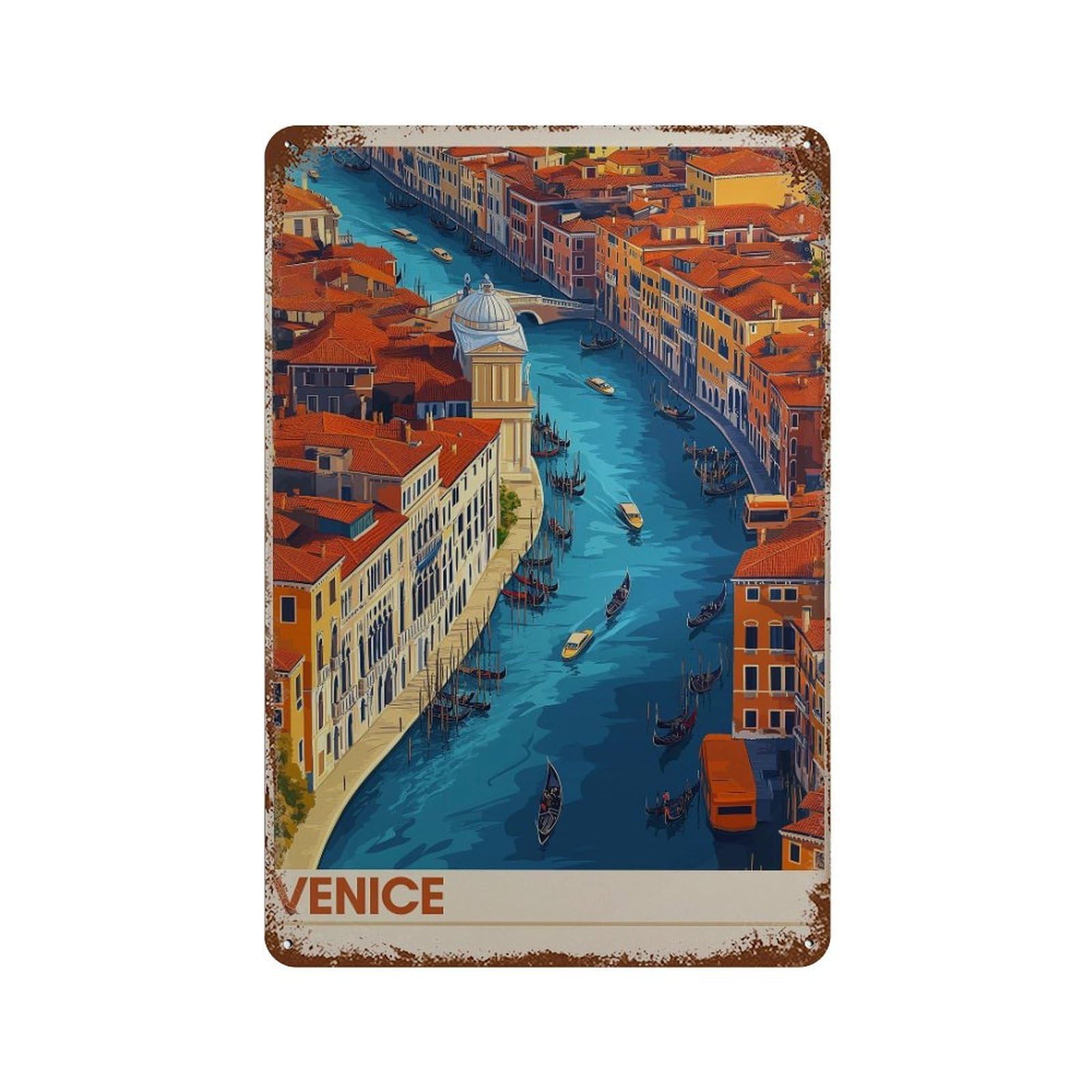 xiaoxiaoshen Venice Italy Travel Gondola Canal Wall Decor Art Metal Tin Poster Modern Home Decor Art Home Bar Shop Decorations Vintage Sign 30x20cm