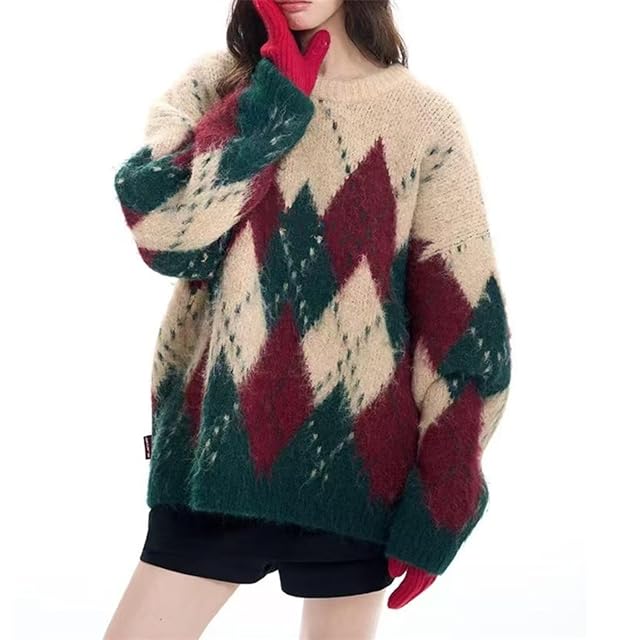 Christmas Sweaters Vintage Long Sleeve Crew Neck Sweater Casual Holiday Winter Wear
