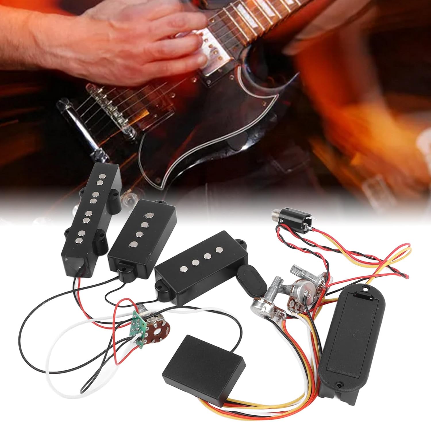 Electric Bass Pickup, Excellent Audio Output, Electric Bass Preamp Wiring Circuit Pickup, Preamp Wiring Circuit, Replacement Accessory for Bass Guitar, Active Equalizer