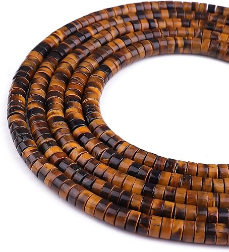 Miniatura 5 de BEADIA Cuentas espaciadoras de ojo de tigre amarillo natural Casquillos sueltos semi piedras preciosas para rebordear joyería fabricación 0.236