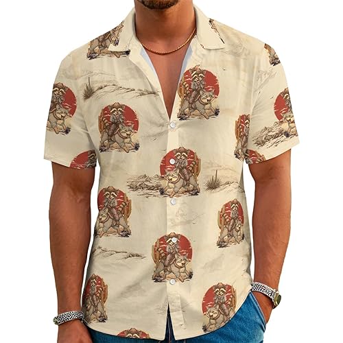 BJU Mens Hawaiian Shirt Summer Beach Tropical Vacation Print Aloha