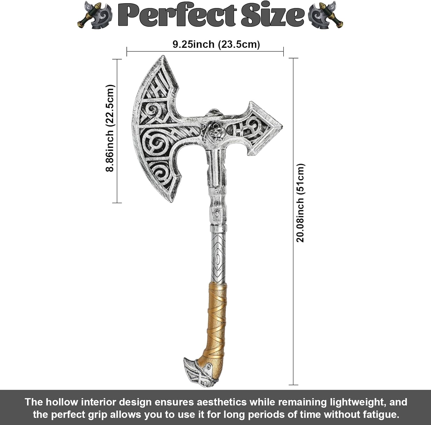 Viking Axe Prop,Plastic Toy Axe Viking Costume Accessories,Halloween Pirate Axe Cosplay Party - Image 2