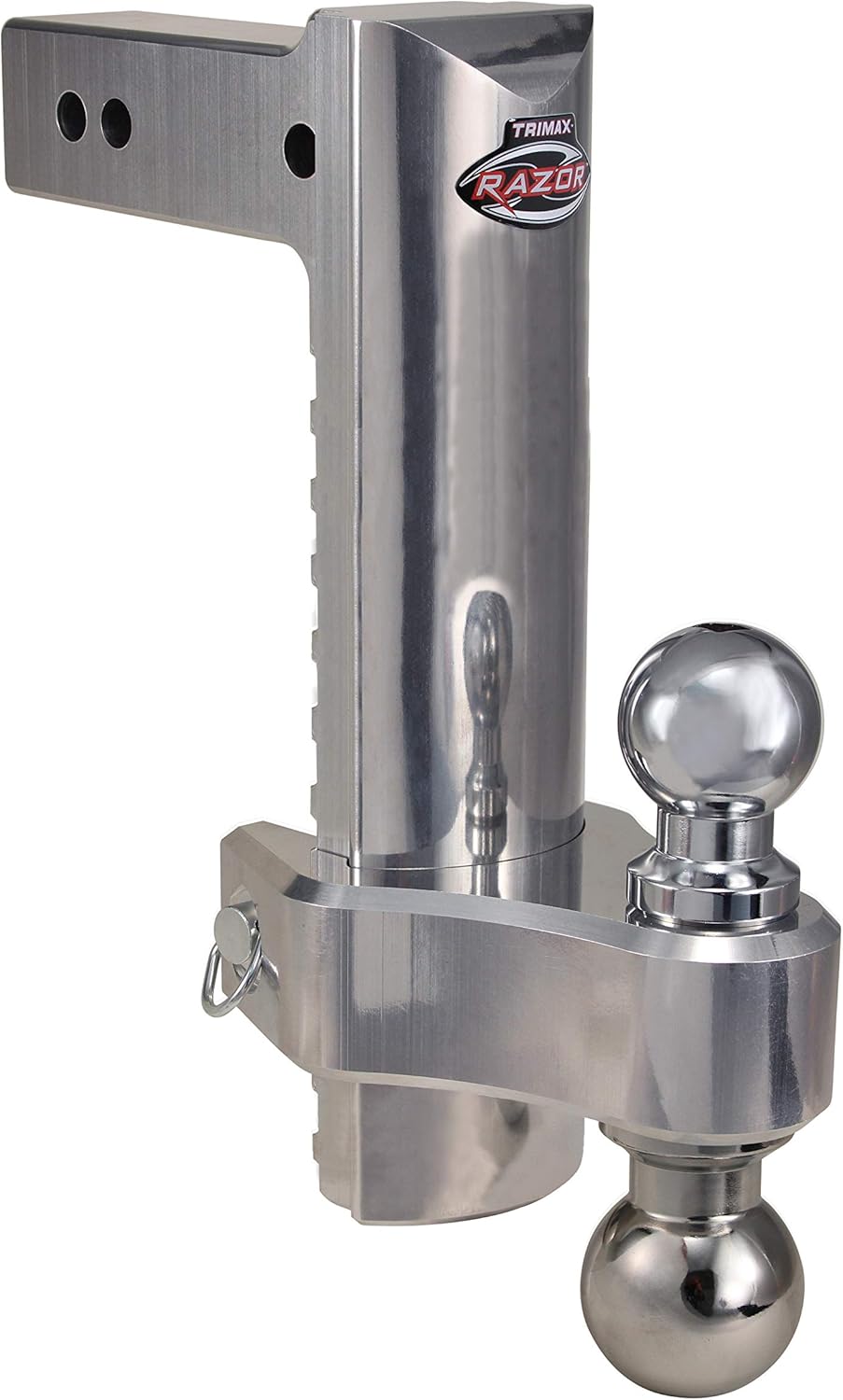 Trimax Heavy Duty TRZ12ALHD 12" Pin & Clip Aluminum Drop Hitch For 2-1/2" Receivers Includes Dual Balls,Silver