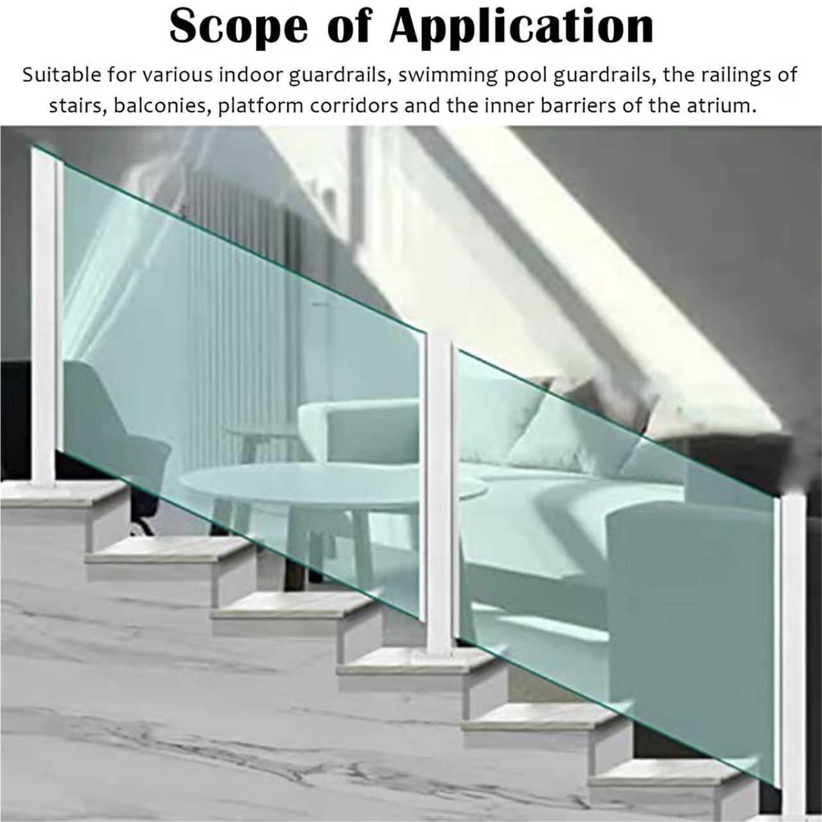 Poteau de clôture en verre de 100 cm - Fixation robuste pour garde-corps intérieur et extérieur, idéale pour terrasses et porches. Colonne de balustrade élégante, solution de clôture en verr