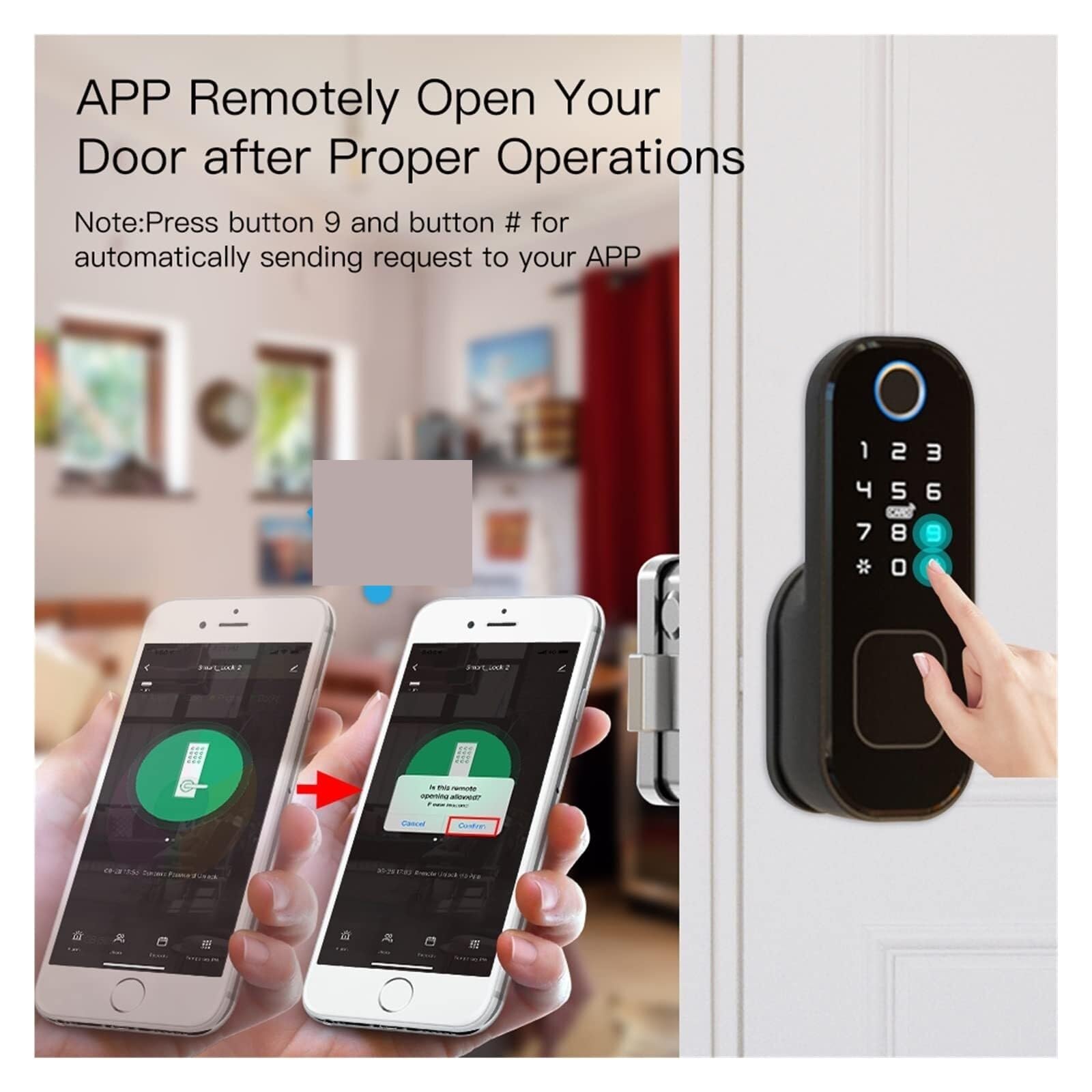 cerradura de puerta inteligente, Smart Lock', Contraseña Digital Impermeable Del Hogar De La Huella Dactilar Puerta Para Seguridad Hotel Para El Frente