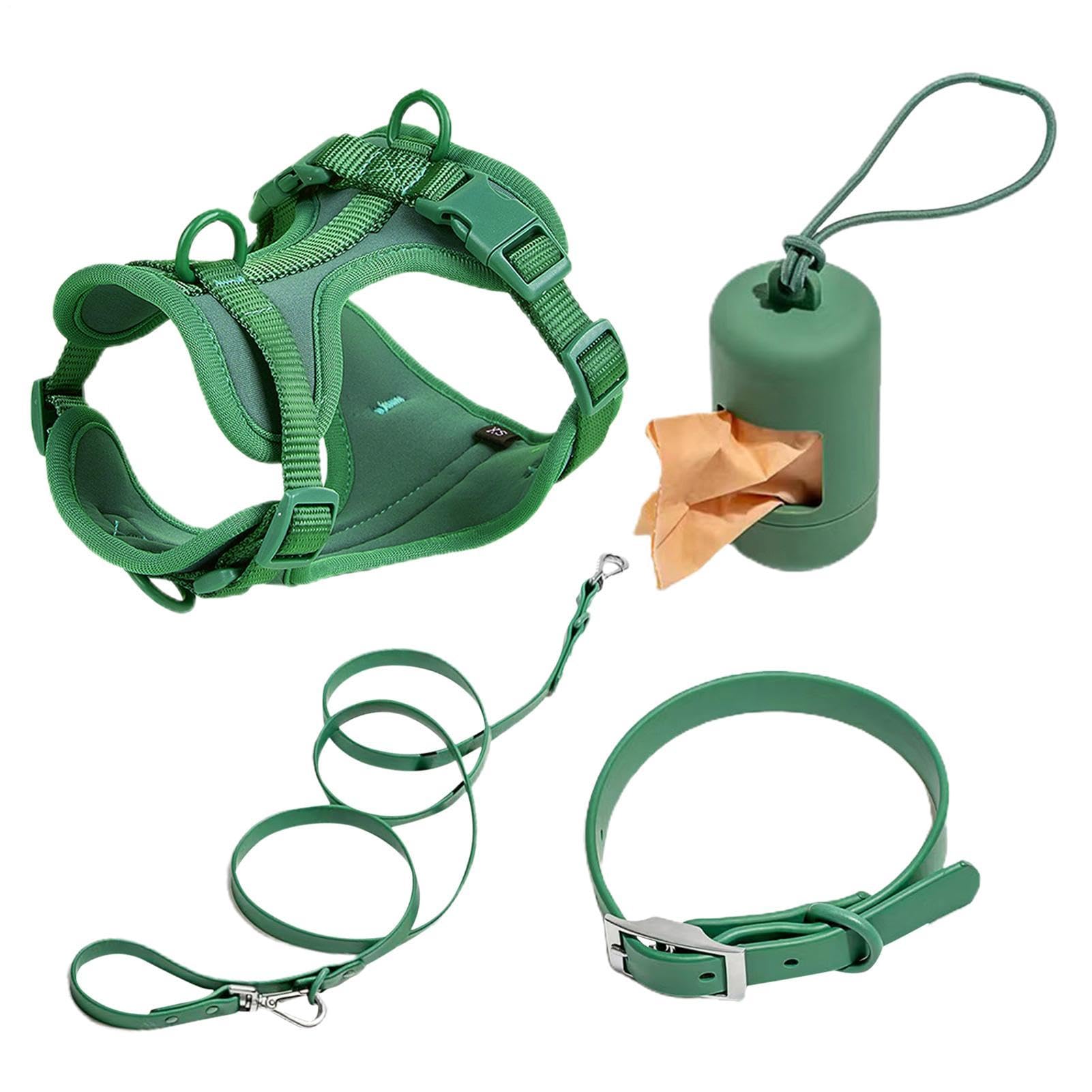 Juego de arnés para perros pequeños, juego de arneses para perros medianos | y medianos, juego de arnés con correa, arnés de seguridad ajustable con soporte para bolsas de excrementos