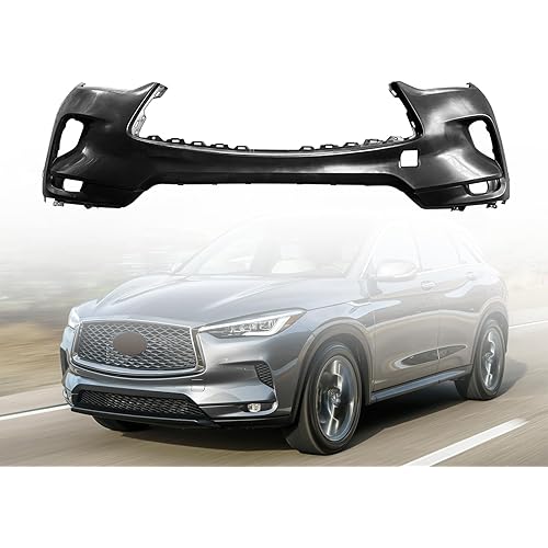 QX50 Front Bumper Cover Compatible with 2019 2020 2021 2022 2023 Infiniti QX50 2.0L IN1000288 W/Tow Hook Hole, W/O Sensor Hole