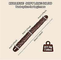 Vista 4 de Consolador doble de gelatina cristal de 11.8 x 1.37 pulgadas, consolador largo anal realista de pene, suave y flexible, con venas y glande, juguetes