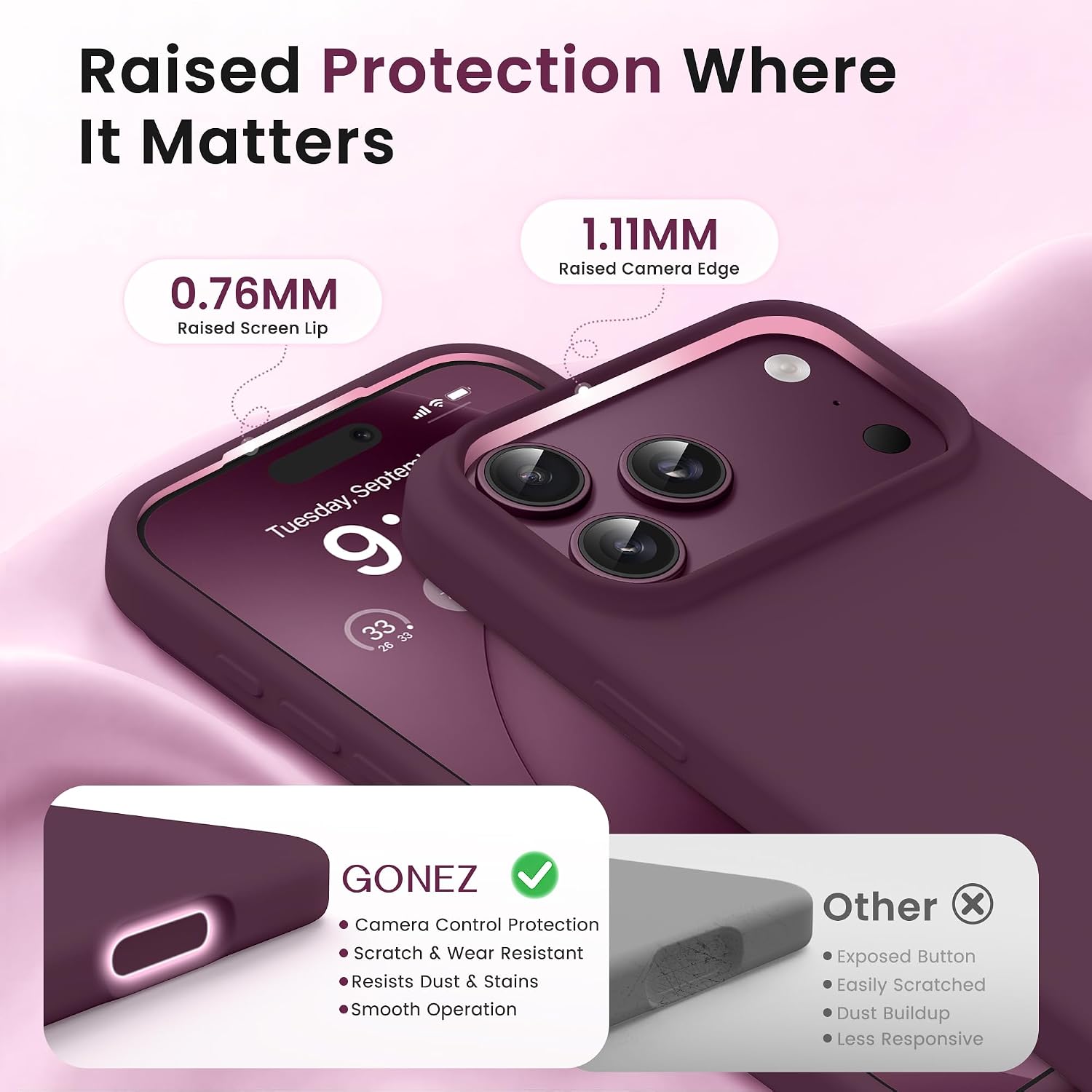  Magnetic for iPhone 17 Pro Case, Silicone Cover Cherry Red | Compatible with MagSafe, Camera Button & Screen Protector, Microfiber Lining, 3 Layers Soft Gel Rubber Shockproof Slim 6.3" thumbnail