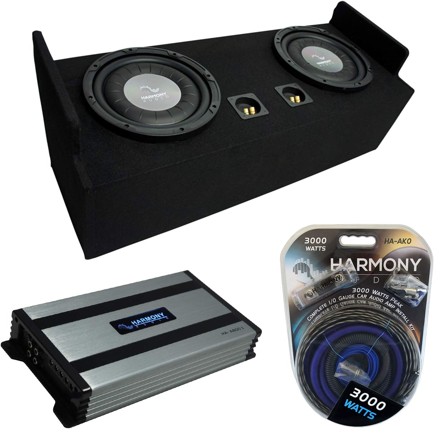 Compatible with 1982-2004 GMC Sonoma Extended Cab Truck Harmony Bundle F124 Dual 12" Sub Box & HA-A800.1