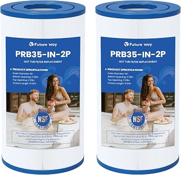 Future Way PRB35-IN Hot Tub Filter Replacement for Thermospa FL1008, Replace Filbur FC-2385, Pleatco Pure PRB35-IN, Unicel C-4335, 35 Sq. Ft, 5 X 9 Drop in Spa Filter, 2 Pack