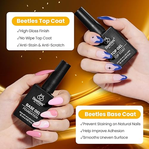 Miniatura 52 de beetles Gel Polish Capa base de gel, 0.5 fl oz, base de esmalte de uñas de gel prebond de larga duración, capa base de lámpara de uñas UV, fórmula