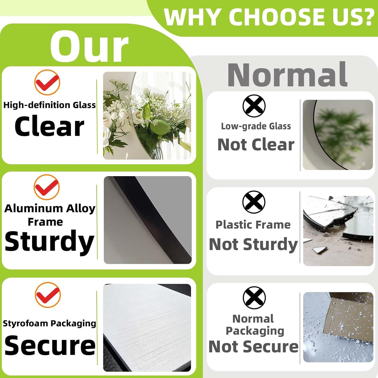 Round Silver Mirror, 30 Inch Circle Silver Mirror, Metal Frame Round Wall Mounted Mirrors for Bathroom, Living Room, Bedroom, Entryway, Vanity, Chrome, Nickel