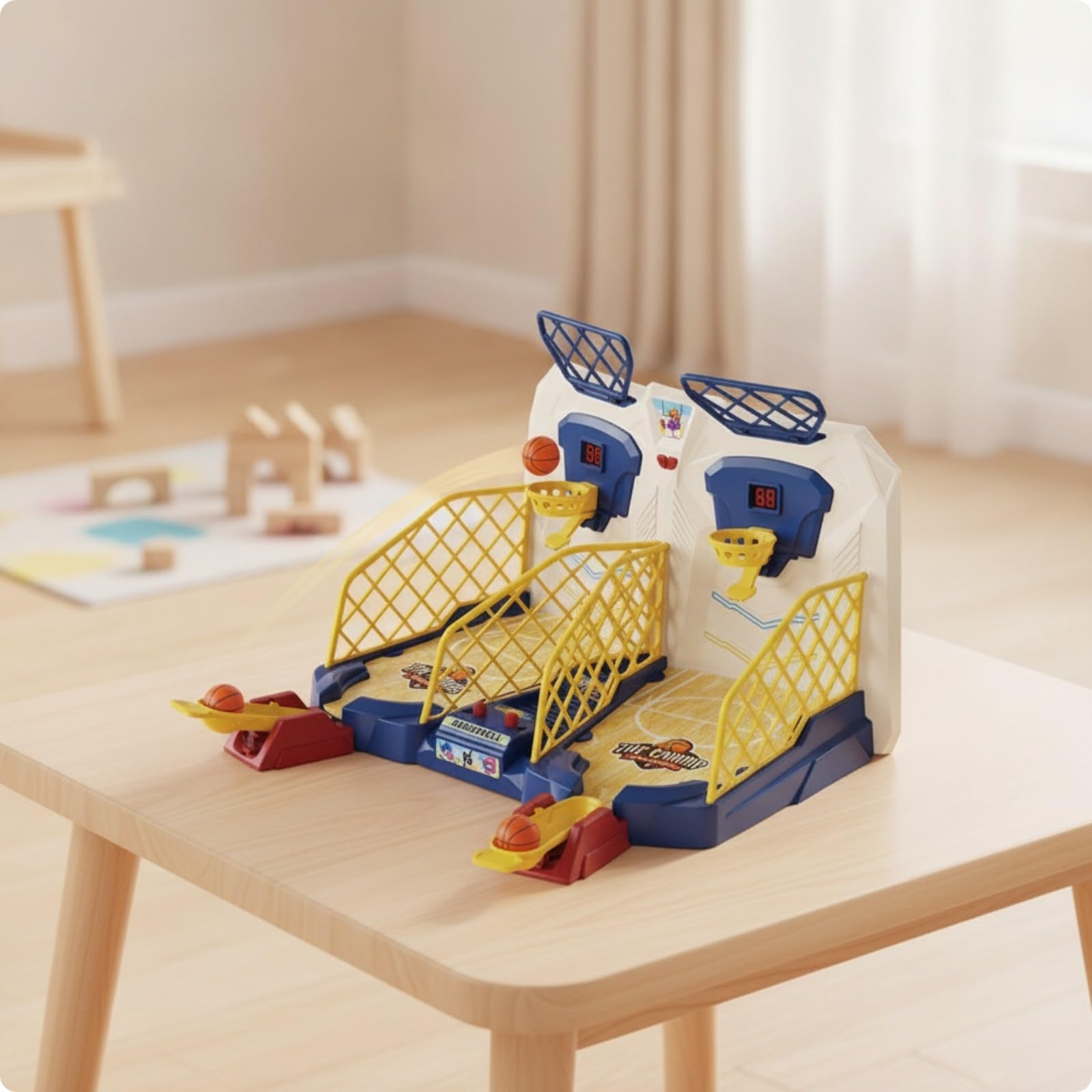 predolo Gioco di Palla da Tavolo Robusto | Resistente, Portatile, Gioco da Tavolo con Canestri e Lanciatori, per Attività Indoor, Famiglie, Coetanei , Stile A