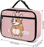 Vista 5 de Corgi - Lonchera reutilizable para perros, bolsa térmica con aislamiento, lonchera para comida y alimentos, bolsa de mano para mujeres, niños