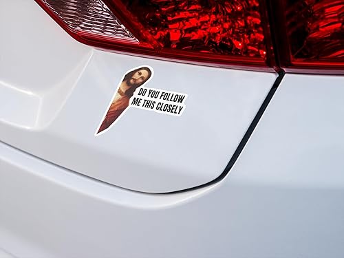 Miniatura 2 de Calcomanía divertida con texto en inglés "Do You Follow Jesus This Closely Funny - 5.5" x 4.8" - Calcomanía cristiana para parachoques de Jesús,