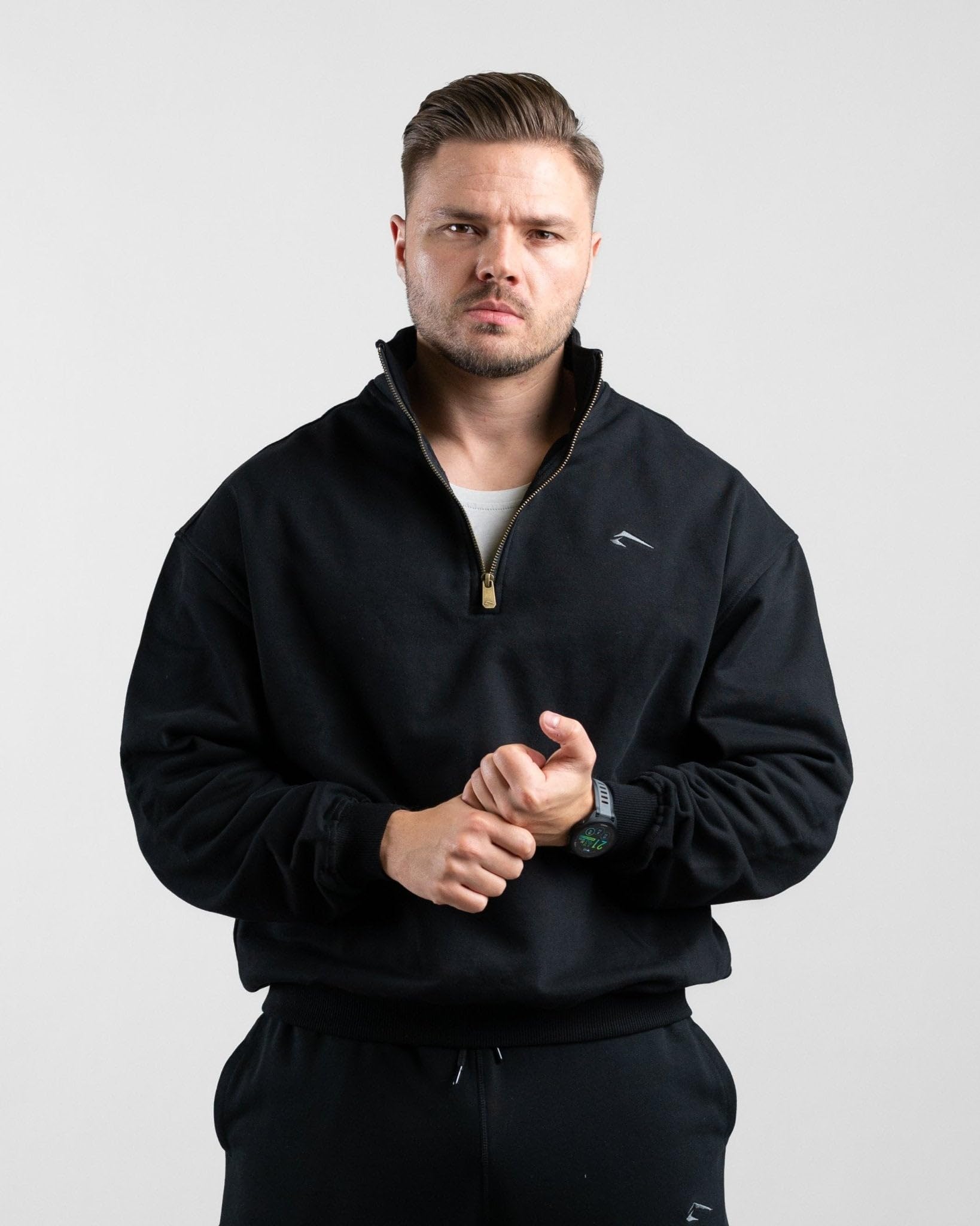 ATHLETIC AESTHETICS Essential Oversize Half Zip Pullover Sweatshirt für Herren & Gym Fitness-Sweater Bodybuilding Sport & Fitness Hoodie