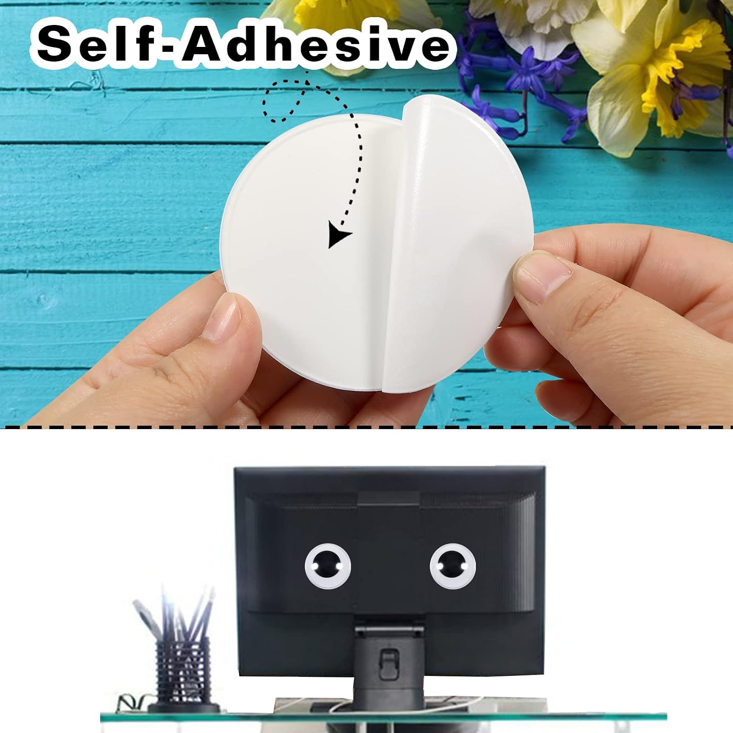 TOAOB 4pcs 3 Inch Plastic Googly Wiggle Eyes Self Adhesive White Large image 4